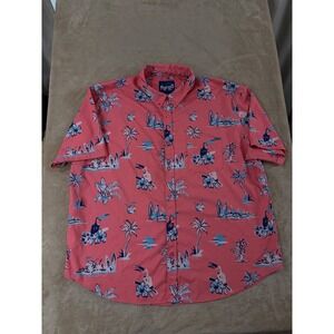 RSVLTS Shirt mens 3XL Pink Tropical Toucan Palm Tree  Button Down Short sleeve